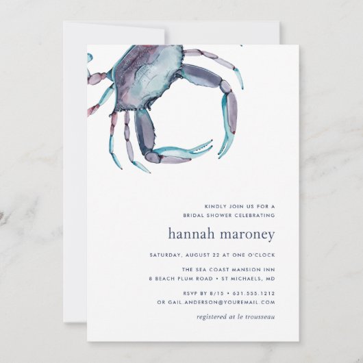 Blue Crab Bridal Dusche Einladung (Vorderseite)