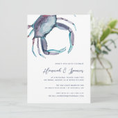 Blue Crab Coastal Probe Abendessen Einladung (Stehend Vorderseite)