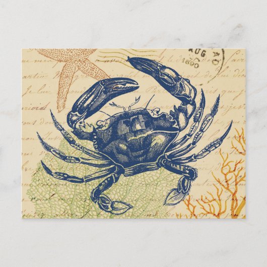Blue Crab Collage Postkarte (Vorderseite)