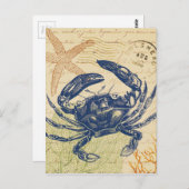 Blue Crab Collage Postkarte (Vorne/Hinten)
