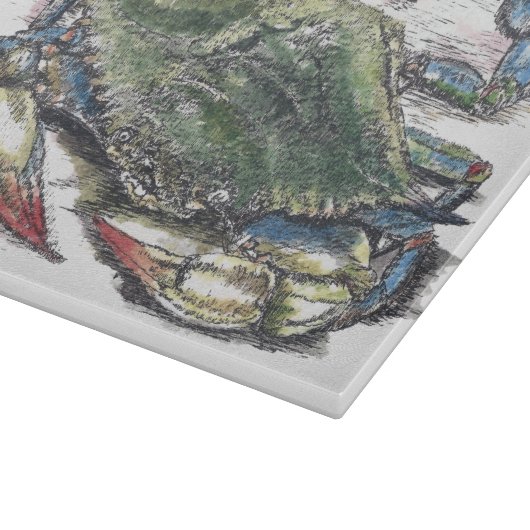 Blue Crab Decorative Glass Cutting Board Schneidebrett (Ecke)
