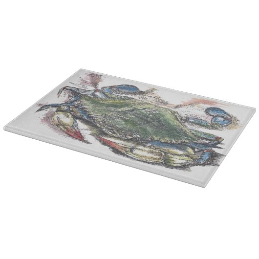 Blue Crab Decorative Glass Cutting Board Schneidebrett (Ecke)