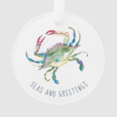 Blue Crab Erste Verheiratete Weihnachtsfeier Ornament (Vorderseite)