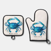 Blue Crab Frische Pasta machen Ofenhandschuh & Topflappen-Set (Vorderseite)