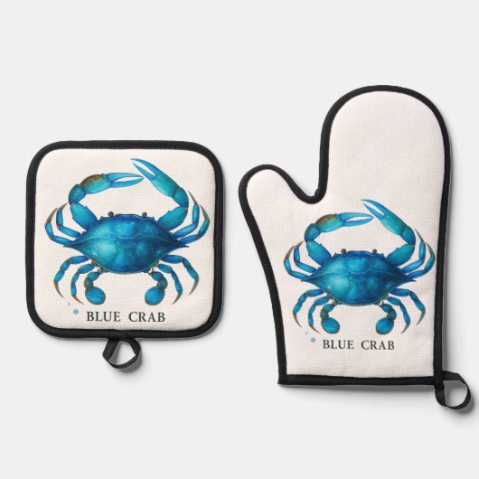 Blue Crab Frische Pasta machen Ofenhandschuh & Topflappen-Set (Vorderseite)