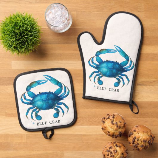 Blue Crab Frische Pasta machen Ofenhandschuh & Topflappen-Set (Oben Unten)