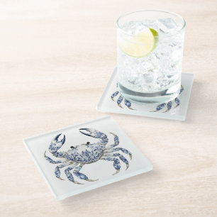 Blue Crab Glass Untersetzer