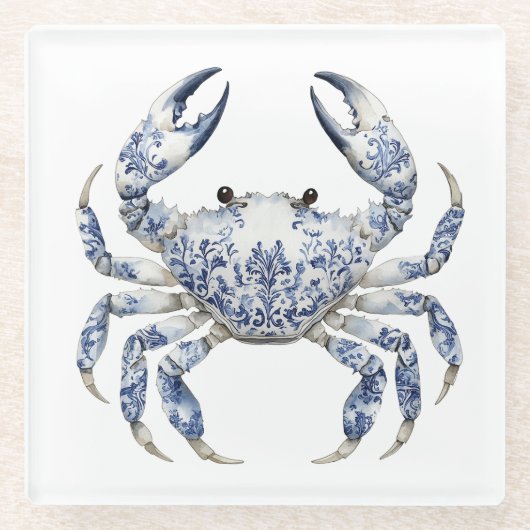 Blue Crab Glass Untersetzer (Vorderseite)