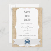 Blue Crab Hochzeit in Urlaubsort Speichern Sie die Ankündigungspostkarte (Vorne/Hinten)