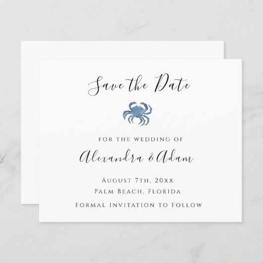 Blue Crab Hochzeitssache in Aquarellfarbe Speicher (Vorne/Hinten)