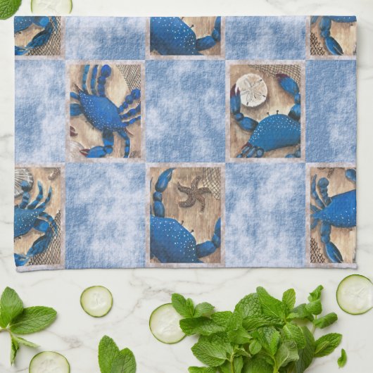 Blue Crab Kitchen Handtücher (Gefaltet)