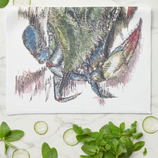 Blue Crab Küchentuch (Gefaltet)
