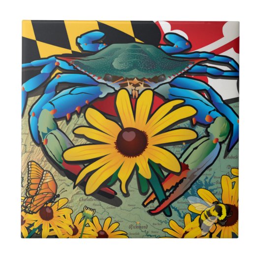 Blue Crab Maryland Black-mit Augen Susan Fliese (Vorderseite)