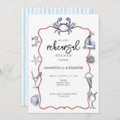 Blue Crab Meeresfrüchte Doodles Beach Probe Abende Einladung (Vorne/Hinten)