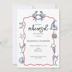 Blue Crab Meeresfrüchte Doodles Beach Probe Abende Einladung