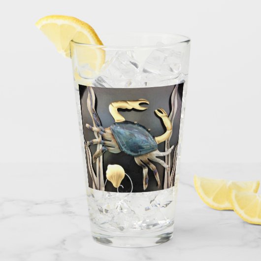 Blue Crab Metal Art Glas (Vorderseite Ice)