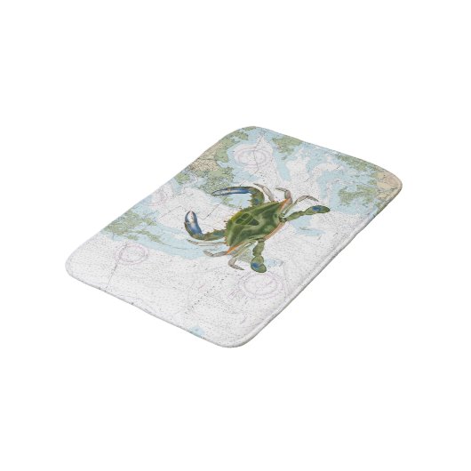 Blue Crab mit Chesapeake Bay Nautical Chart Badematte (Schrägansicht)