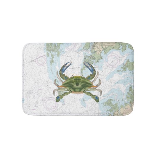 Blue Crab mit Chesapeake Bay Nautical Chart Badematte (Vorderseite)