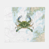 Blue Crab mit Chesapeake Bay Nautical Chart Fleecedecke (Vorderseite (Horizontal))