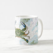 Blue Crab mit Chesapeake Bay Nautical Chart Kaffeetasse (VorderseiteRechts)