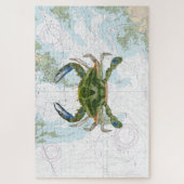 Blue Crab mit Chesapeake Bay Nautical Chart Puzzle (Vertikal)