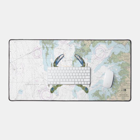Blue Crab mit Chesapeake Bay Nautical Chart Schreibtischunterlage (Tastatur & Maus)