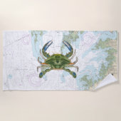 Blue Crab mit Chesapeake Bay Nautical Chart Strandtuch (Vorderseite)