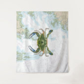 Blue Crab mit Chesapeake Bay Nautical Chart Wandteppich (Vorderseite)