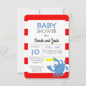 Blue Crab Nautical Baby Dusche Einladung (Vorderseite)