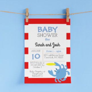 Blue Crab Nautical Baby Dusche Einladung