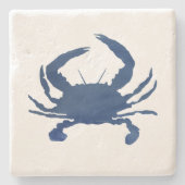 Blue Crab Nautical Sailboat Marble Stone Untersetz Steinuntersetzer (Vorderseite)