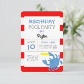 Blue Crab Nautical Summer Party Einladung (Stehend Vorderseite)