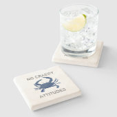 Blue Crab No Crabby Attitudes Marble Stone Unterse Steinuntersetzer (Seitenansicht)