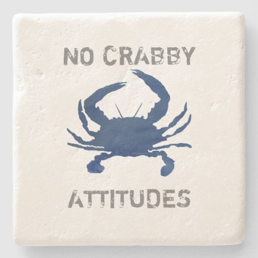 Blue Crab No Crabby Attitudes Marble Stone Unterse Steinuntersetzer (Vorderseite)