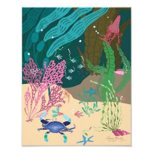 Blue Crab Ocean Garden Fotodruck