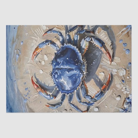 Blue Crab on Beach Seidenpapier (Vorderseite)