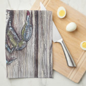 Blue Crab on Dock Kitchen Towel Handtuch (Viertel Falte)