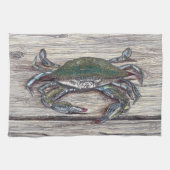 Blue Crab on Dock Kitchen Towel Handtuch (Horizontal)