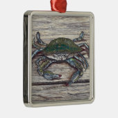 Blue Crab on Dock Premium Ornament Aus Metall (Rechts)