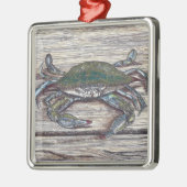 Blue Crab on Dock Premium Ornament Aus Metall (Links)