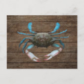 Blue Crab on Wood Postcard Postkarte (Vorderseite)