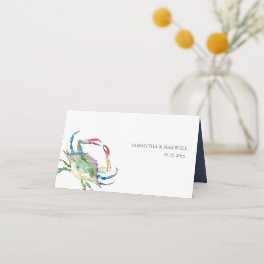 Blue Crab Platzkarten - Hochzeit am Strand (Rückseite)