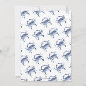 Blue Crab Post Beach Hochzeitssemble Party Einladung (Rückseite)