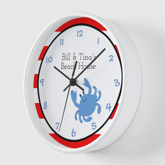 Blue Crab Red Nautic Personalisiert Wall Clock Uhr (Winkel)