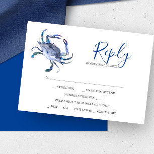 Blue Crab Reply RSVP Cards Karte