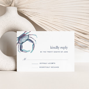 Blue Crab RSVP Card Karte