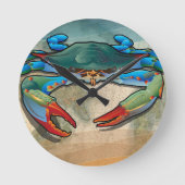 Blue Crab Runde Wanduhr (Vorderseite)