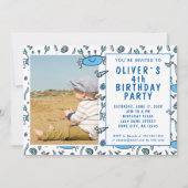 Blue Crab Sea Animals Muschel Junge Foto Geburtsta Einladung (Vorderseite)