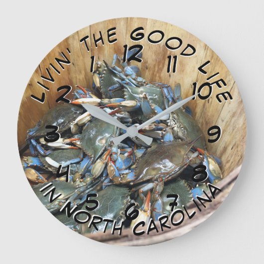 Blue Crab Season in North Carolina Große Wanduhr (Vorderseite)