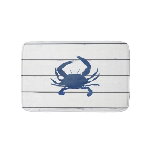 Blue Crab Shiplap Beach Badematte (Vorderseite)